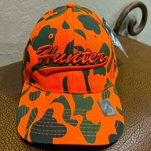 Brand New Men’s Hat City Hunter Orange and Black Camouflage Hunter Baseball Cap!